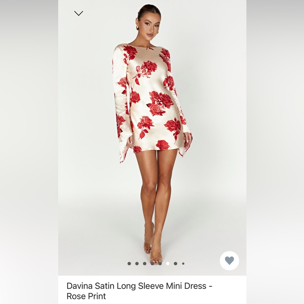 Davina Satin Long Sleeve Mini Dress Rose Print - Meshki - Cocktail - Silk Dress